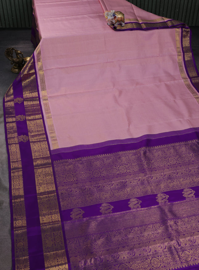 Pastel Pink-Purple Pure Kanchipuram Silk Saree