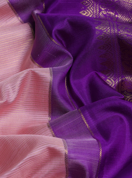 Pastel Pink-Purple Pure Kanchipuram Silk Saree