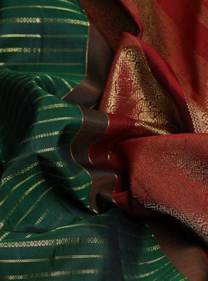 Bottle Green-Maroon Pure Kanchipuram Silk Saree