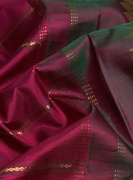 Dark Pink-Green Pure Kanchipuram Silk Saree