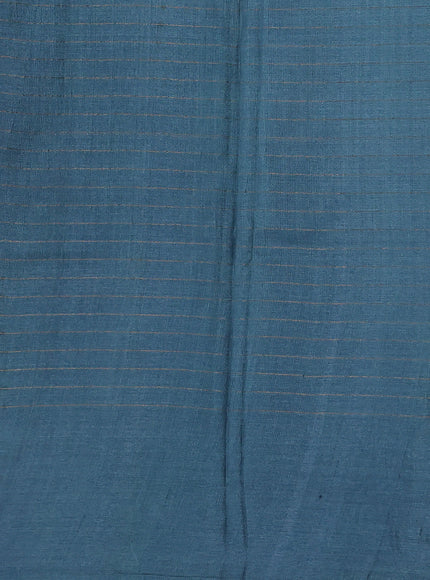 Teal Blue Printed Tussar Silk Saree