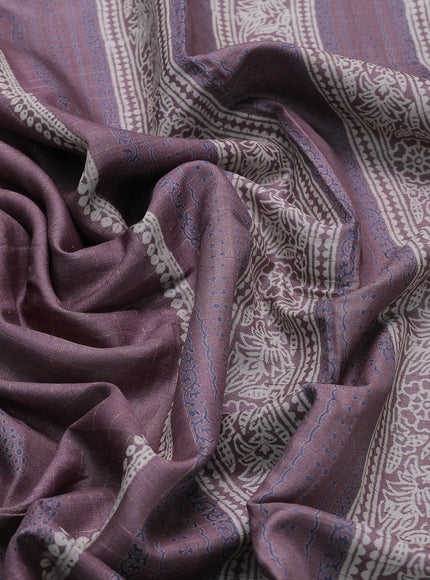 Lilac Printed Tussar Silk Saree