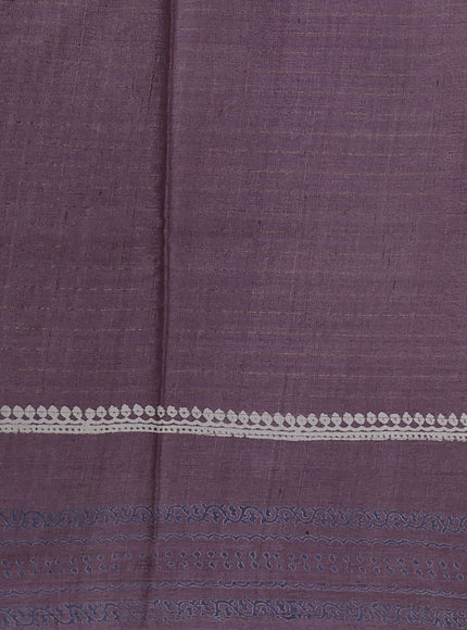 Lilac Printed Tussar Silk Saree