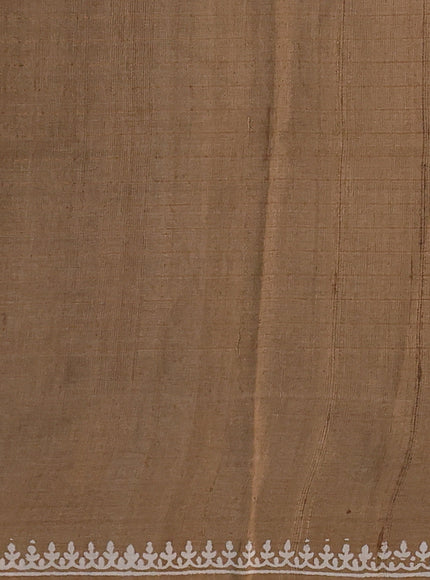 Light Brown Printed Tussar Silk Saree