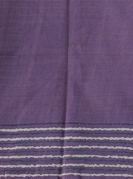Lavender Printed Tussar Silk Saree
