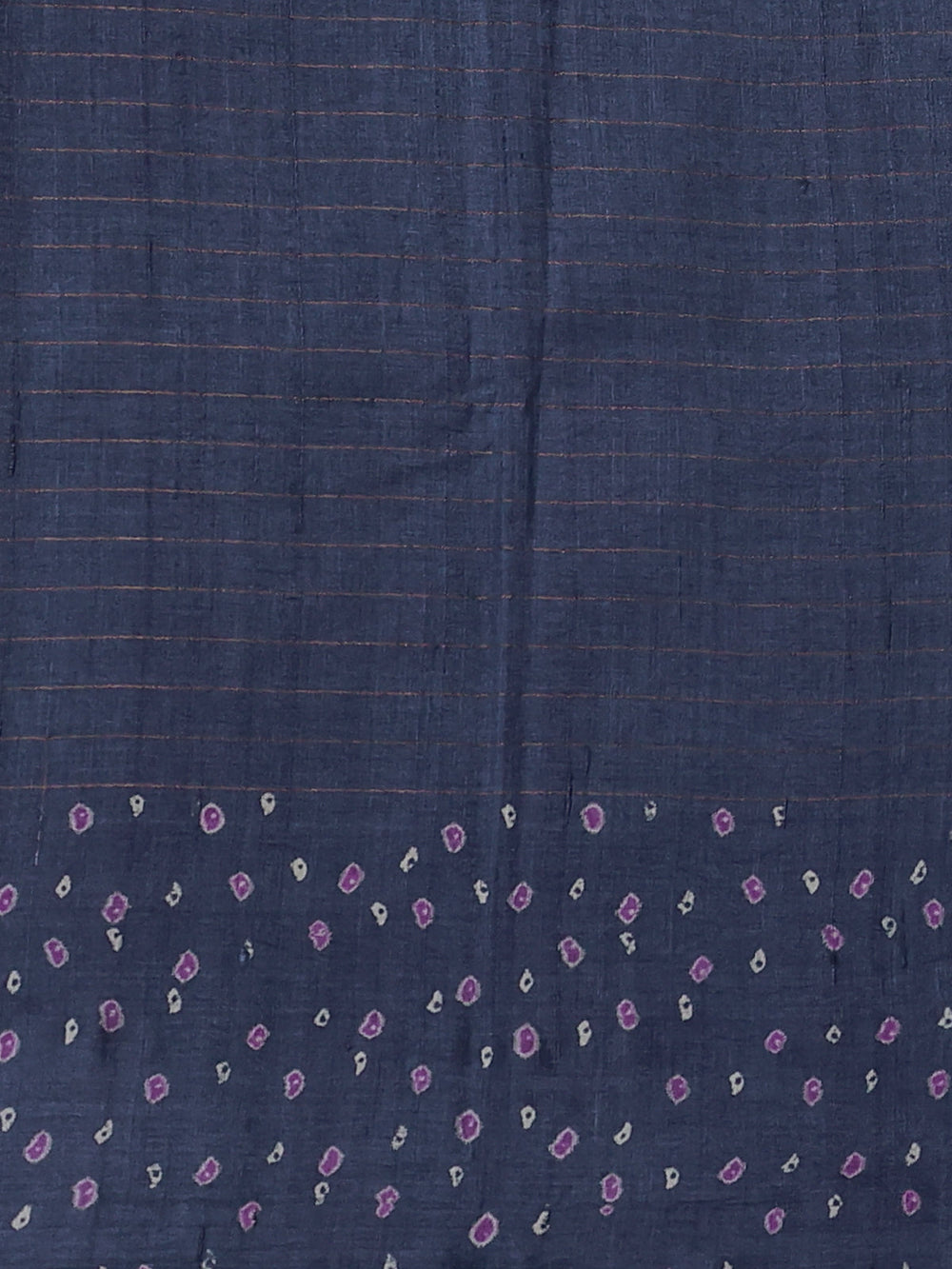 Navy Blue Printed Tussar Silk Saree
