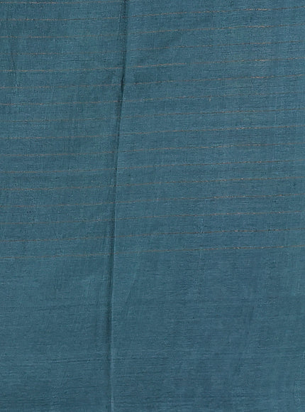 Teal Blue Printed Tussar Silk Saree