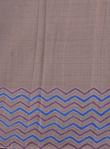 Beige Printed Tussar Silk Saree