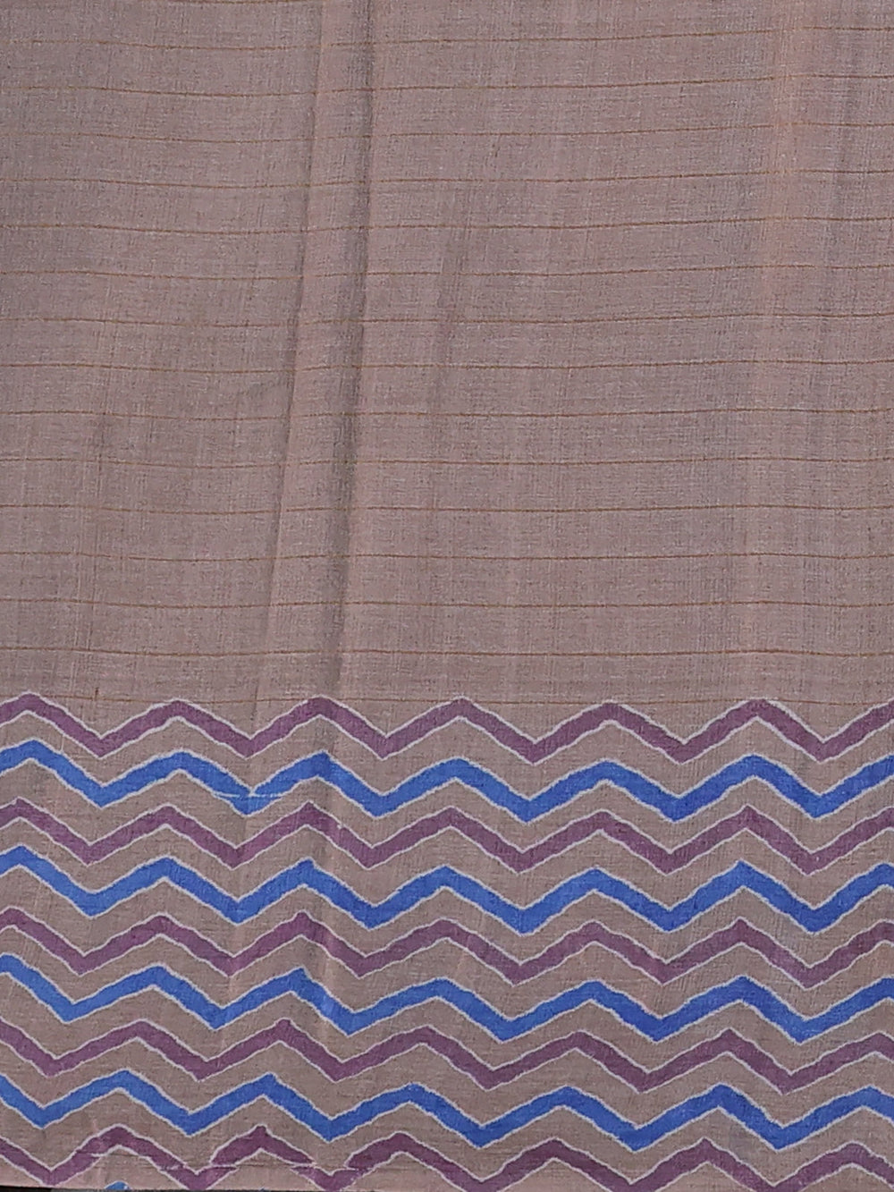 Beige Printed Tussar Silk Saree
