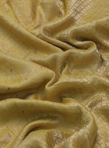 Lemon Yellow Banarasi Crepe Saree