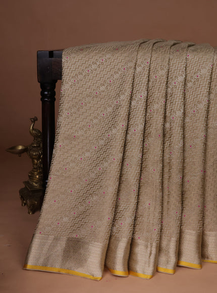 Beige Banarasi Crepe Saree