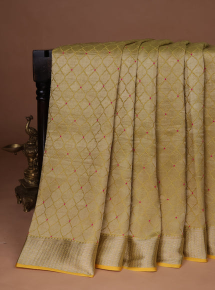 Lemon Yellow Banarasi Crepe Saree