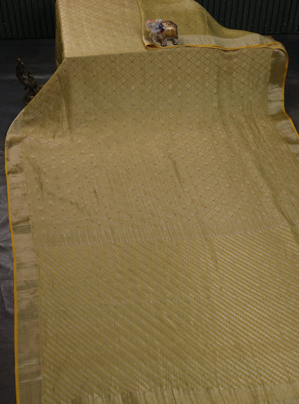 Lemon Yellow Banarasi Crepe Saree