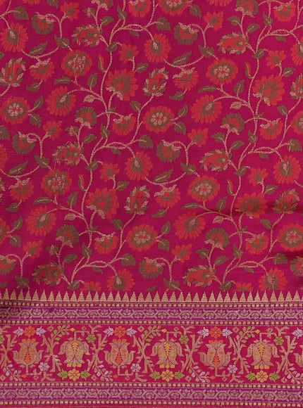 Off White-Pink Banarasi Kora Saree