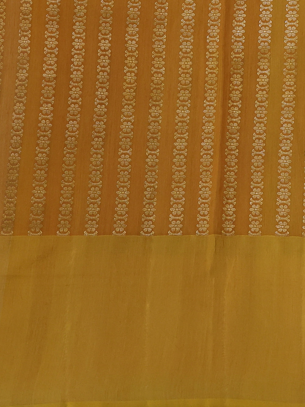Lime Yellow-Peach Banarasi Kora Saree