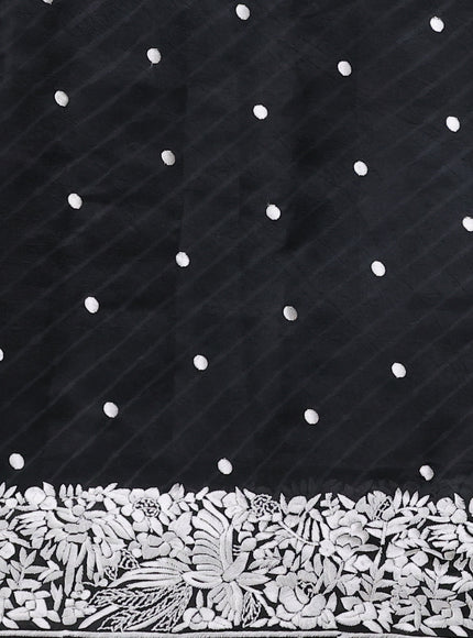 Black Silk Leheriya Pattern Embroidery Saree