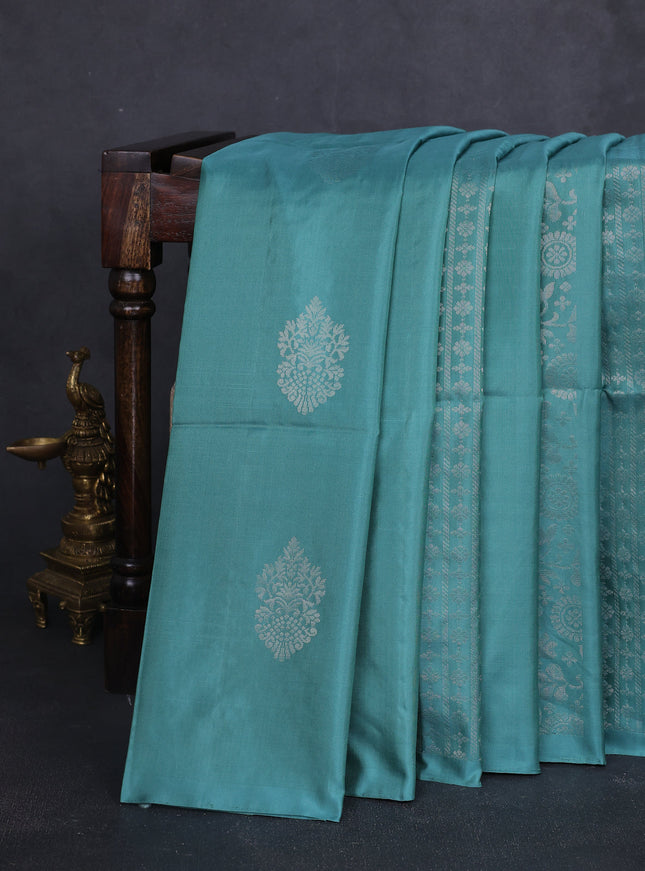 Sea Green Soft Silk Saree