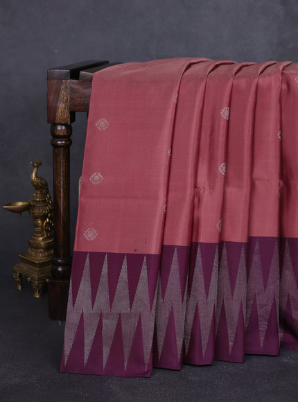 Dark Brown-Purple Soft Silk Saree