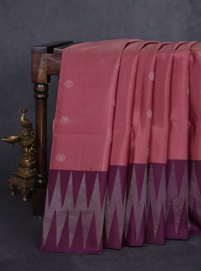 Dark Brown-Purple Soft Silk Saree