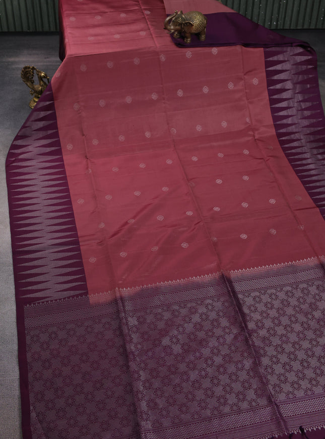 Dark Brown-Purple Soft Silk Saree