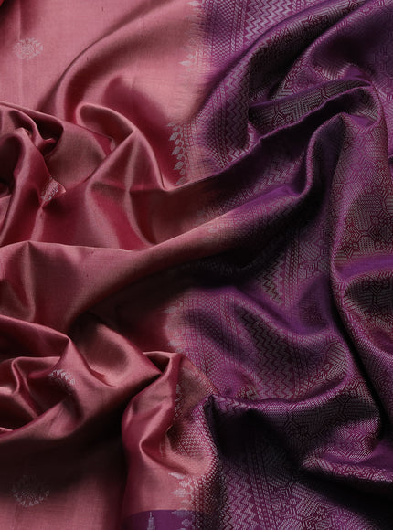 Dark Brown-Purple Soft Silk Saree