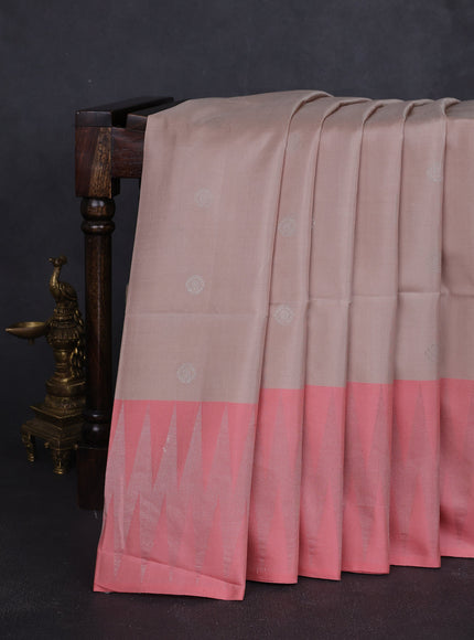 Beige-Peach Soft Silk Saree