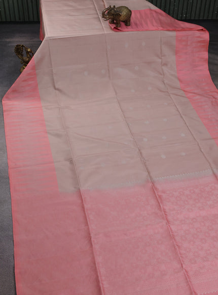 Beige-Peach Soft Silk Saree