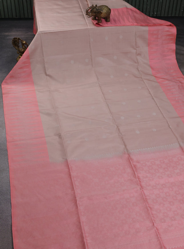 Beige-Peach Soft Silk Saree