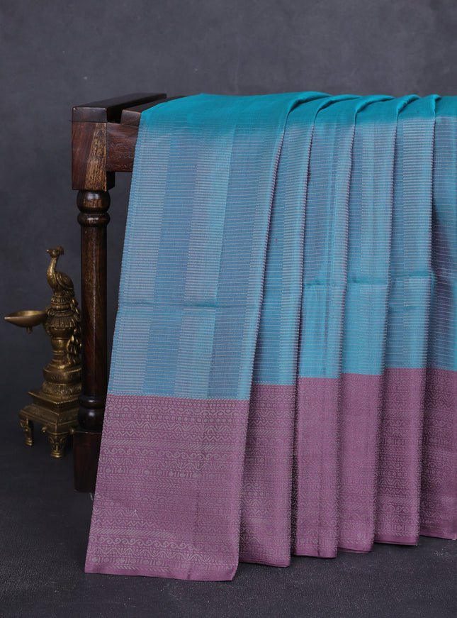 Teal Blue-Mauve Pink Soft Silk Saree