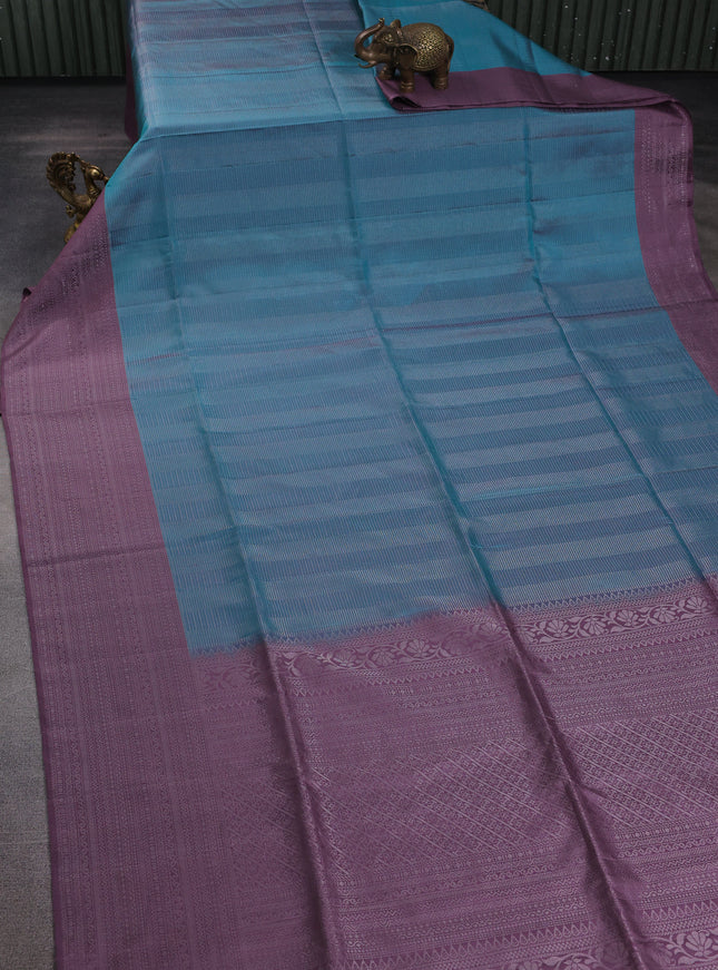 Teal Blue-Mauve Pink Soft Silk Saree