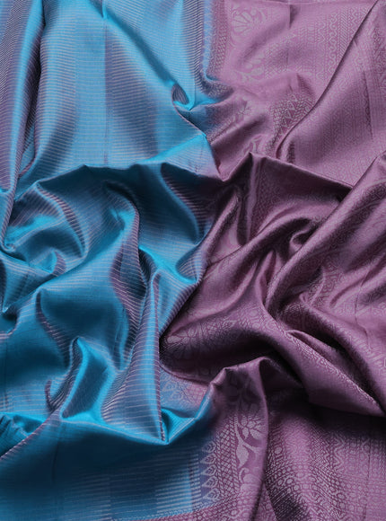 Teal Blue-Mauve Pink Soft Silk Saree