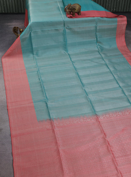 Sea Green-Peach Soft Silk Saree