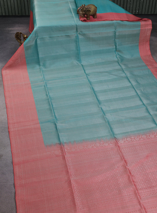 Sea Green-Peach Soft Silk Saree