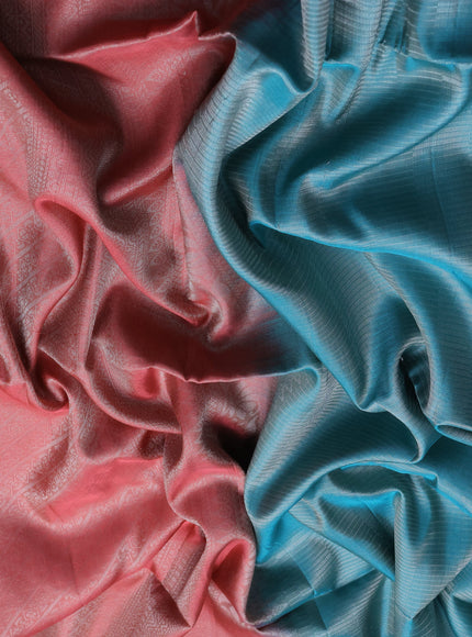 Sea Green-Peach Soft Silk Saree