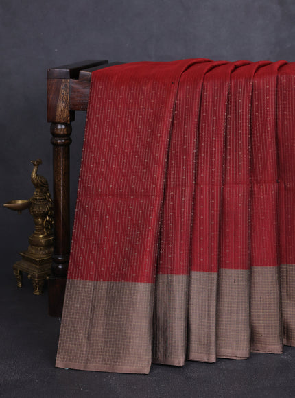 Maroon-Grey Soft Silk Saree