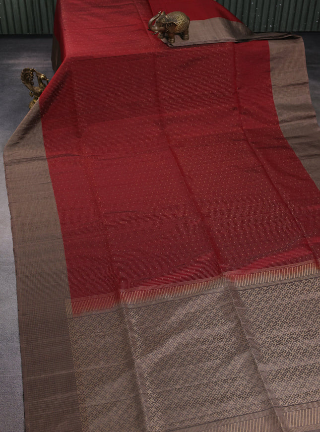 Maroon-Grey Soft Silk Saree