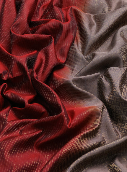 Maroon-Grey Soft Silk Saree