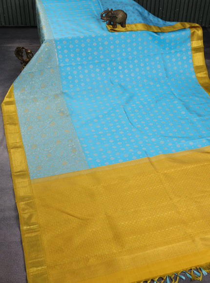 Ferozi - Mustard Yellow Pure Kanchipuram Silk Saree