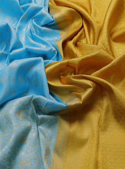 Ferozi - Mustard Yellow Pure Kanchipuram Silk Saree
