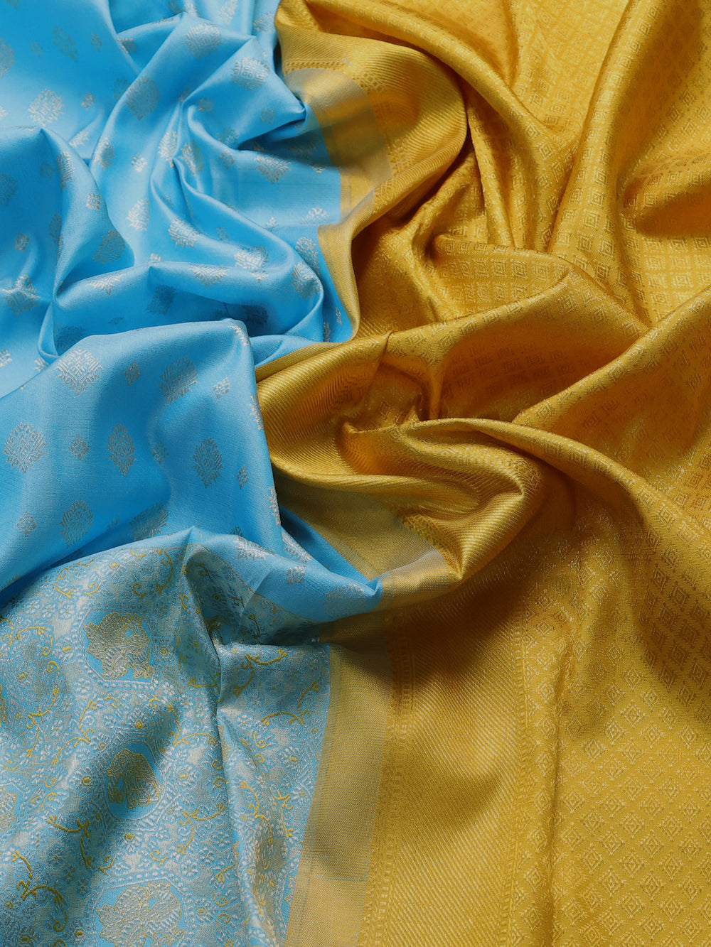 Ferozi - Mustard Yellow Pure Kanchipuram Silk Saree