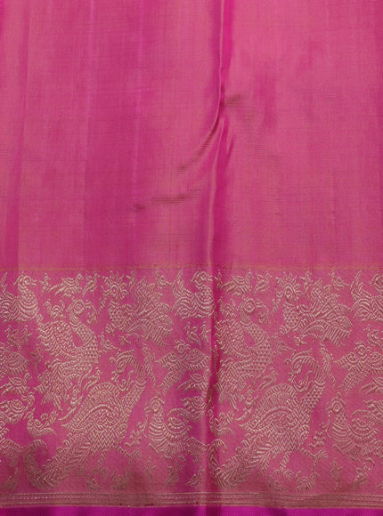 Teal Blue -Pink Pure Kanchipuram Silk Saree