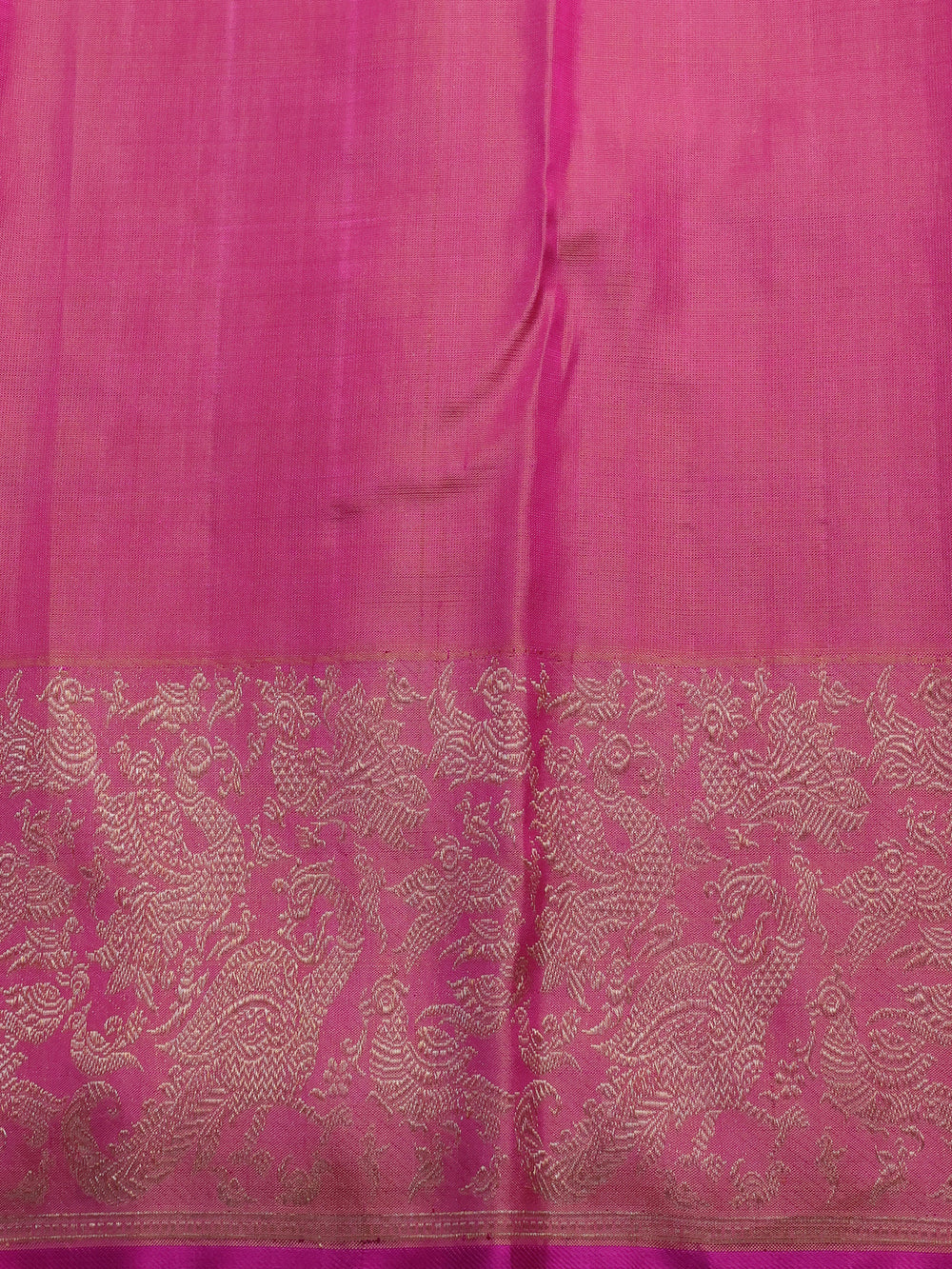 Teal Blue -Pink Pure Kanchipuram Silk Saree