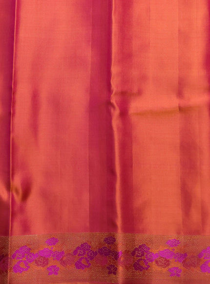 Dual Tone Pinkish Orange Kanchipuram Pure Silk Saree