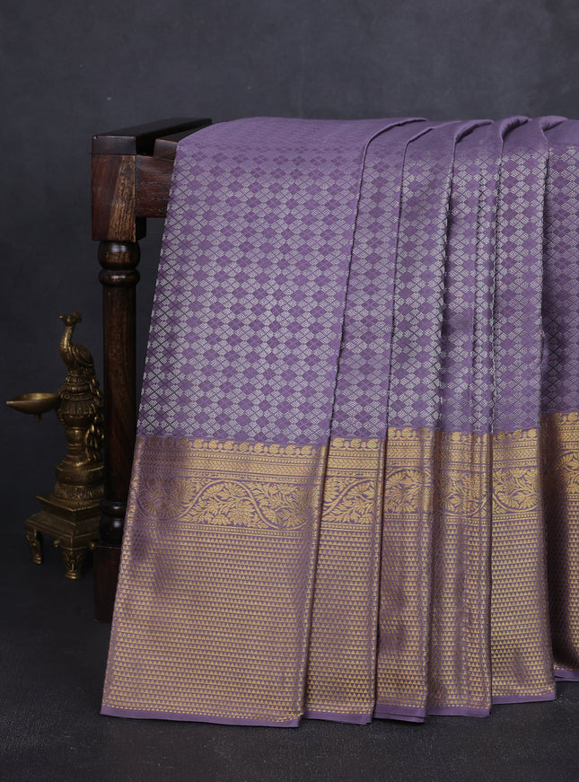 Pastel Lavender Kanchipuram Pure Silk Saree