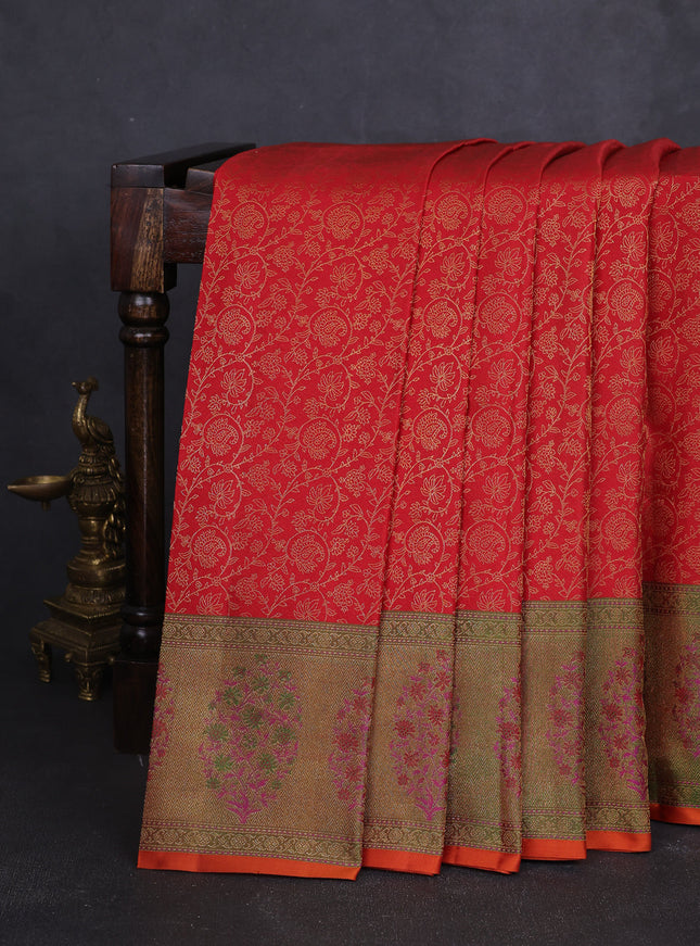 Red -Green Kanchipuram Pure Silk Saree