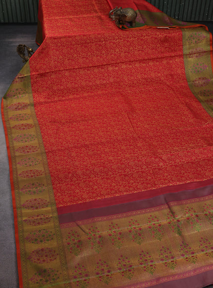Red -Green Kanchipuram Pure Silk Saree