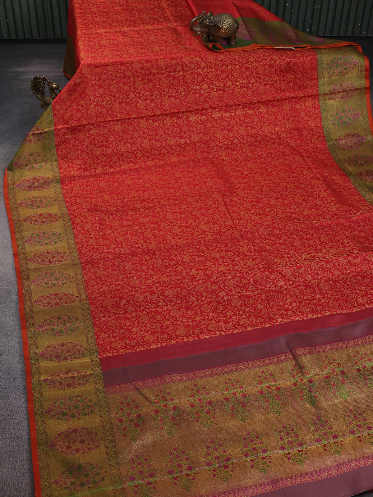 Red -Green Kanchipuram Pure Silk Saree