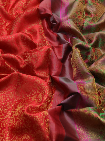 Red -Green Kanchipuram Pure Silk Saree