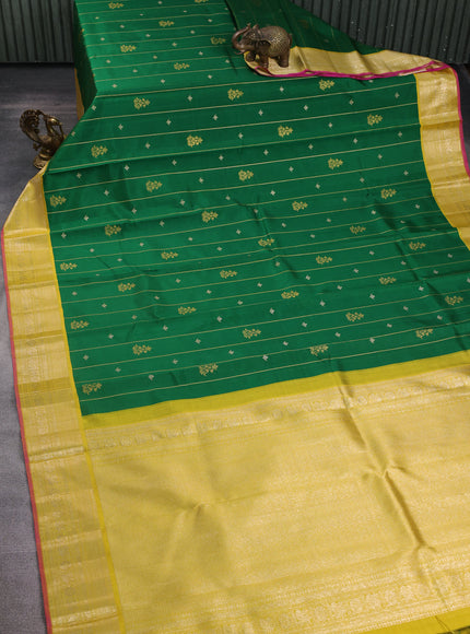 Green - Yellow Pure Kanchipuram Silk Saree