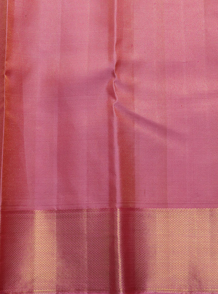 Red -Peach Pink Pure Kanchipuram Silk Saree